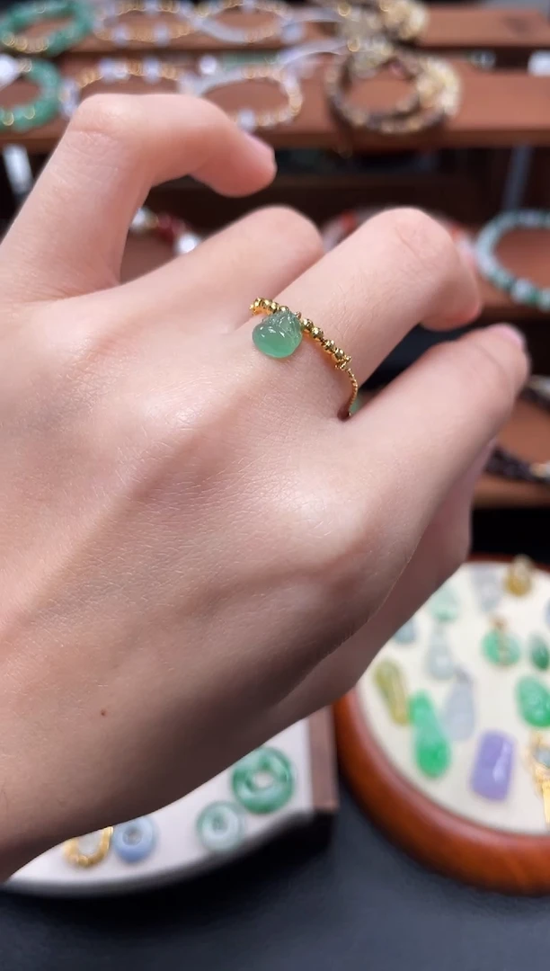 【闪购商品】翡翠戒圈18K金镶嵌一个  JK135