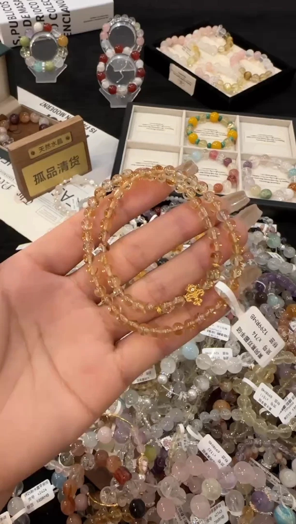 合金手链水晶黄塔晶双圈x714