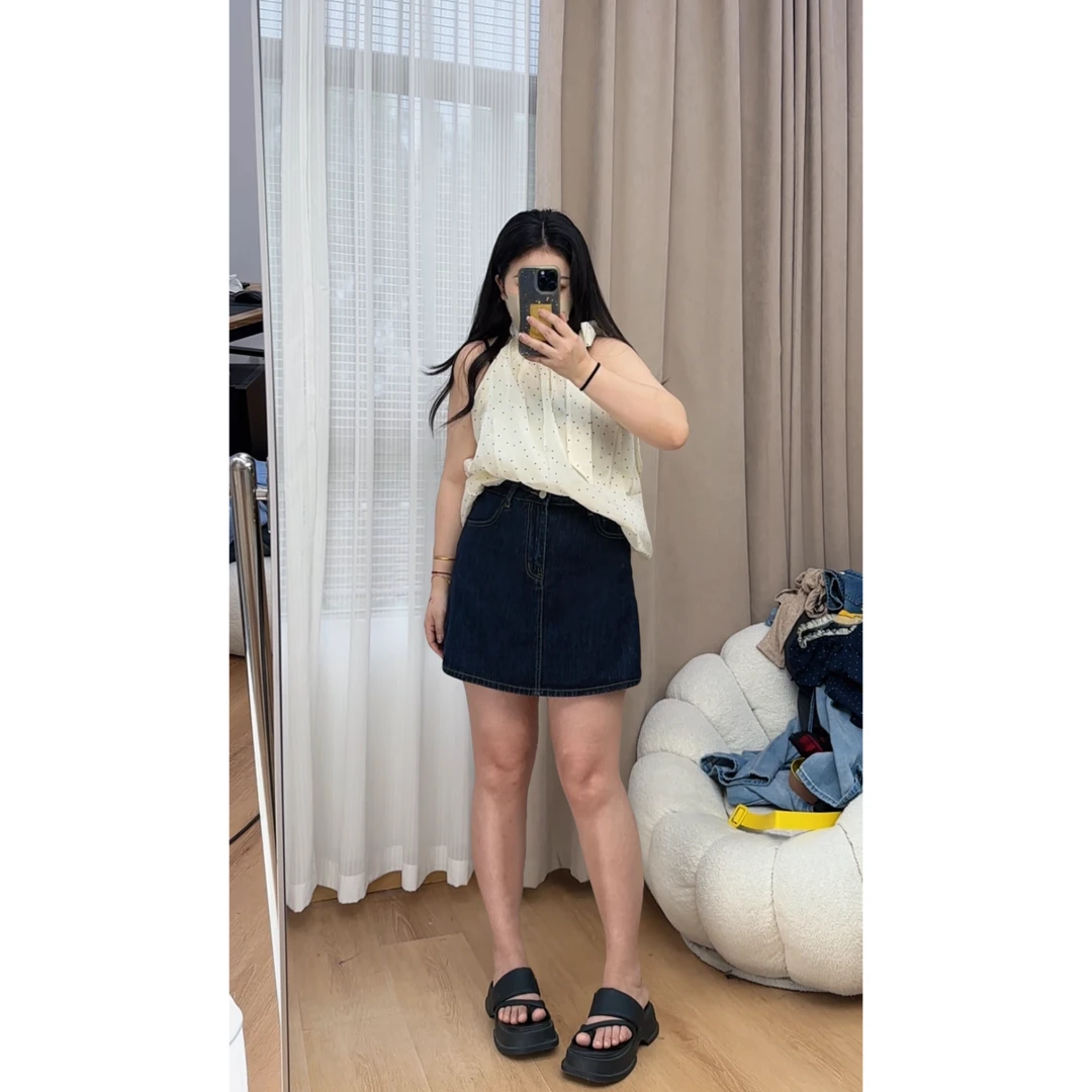 复古蓝牛仔半身裙春夏新款高腰a字裤裙胖mm大码宽松显瘦百搭短裙