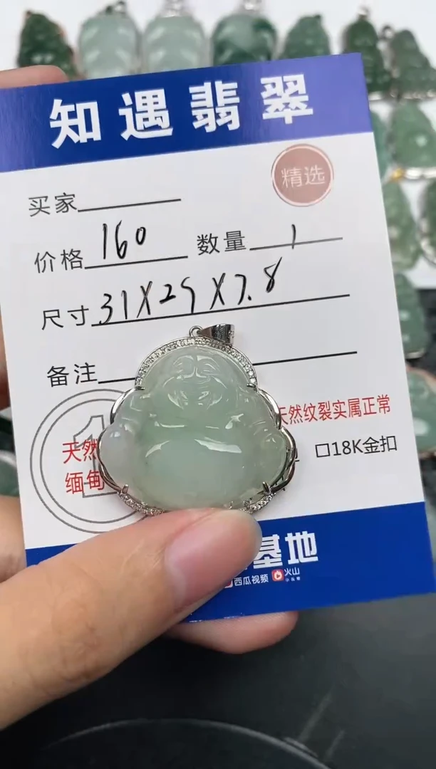 颈饰银S925镶嵌翡翠挂件