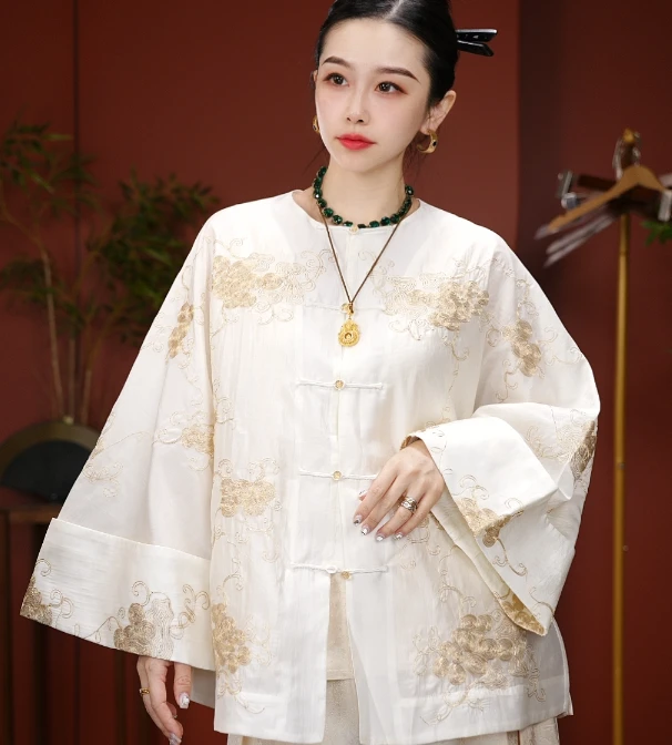25240素女馆新款盘金满绣外套