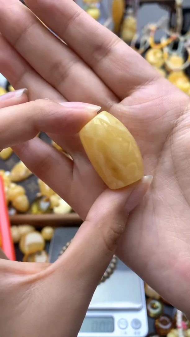 未镶嵌琥珀珠宝奇石059琥珀蜜蜡花粉有纹小坑介意勿拍