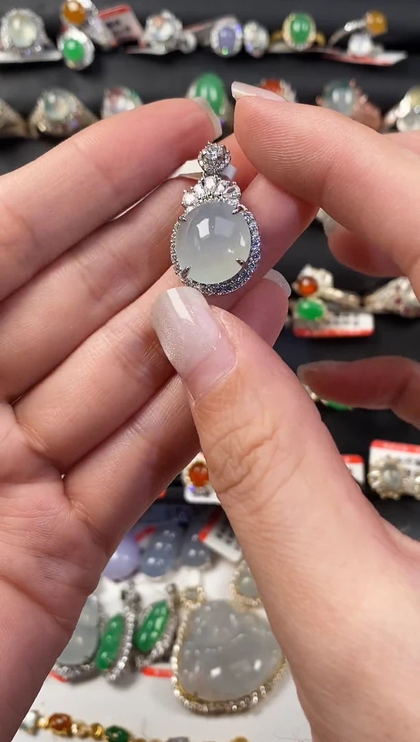 银S925镶嵌戒指翡翠天然A货翡翠90