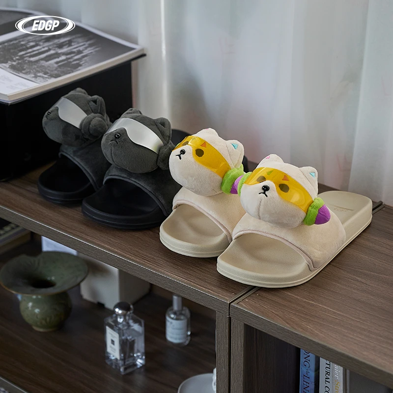 EDG原创Nice公仔一字拖鞋毛绒凉拖柔软居家拖鞋