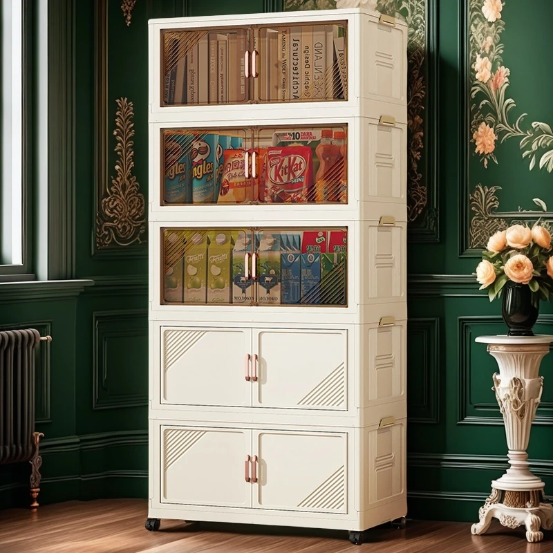 【注意看图】ZZ60cm【四五层】可折叠免安装储物柜零食客厅收纳柜