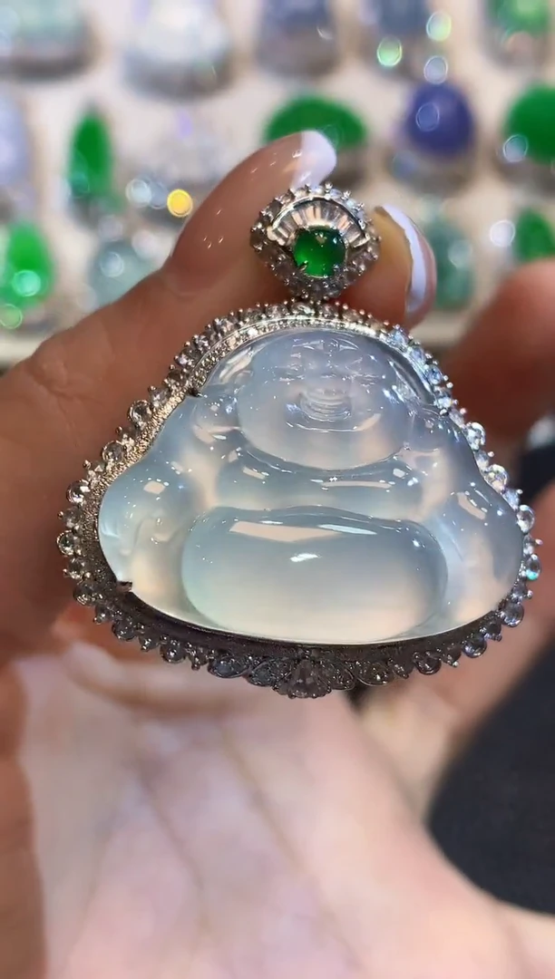 吊坠(不含链)18K金镶嵌翡翠C76