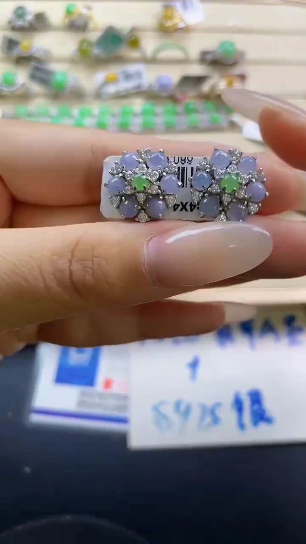 银S925镶嵌戒指翡翠翡翠 蛋面 银S925镶嵌