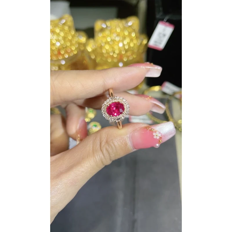 18K金镶嵌天然无烧红宝石戒指 约1.20ct