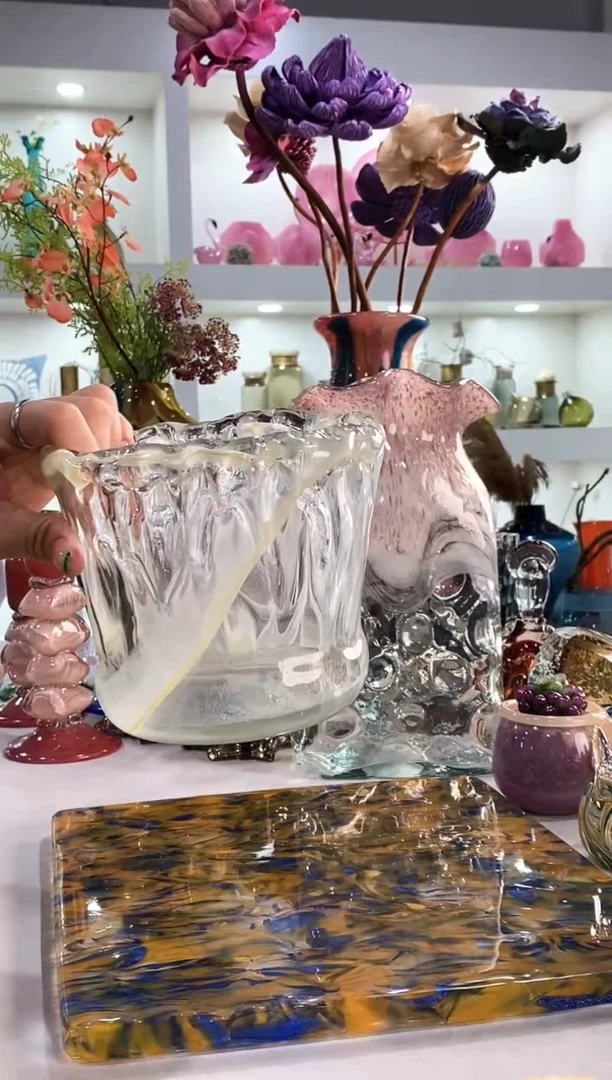 慕忆家手作琉璃花瓶瑕