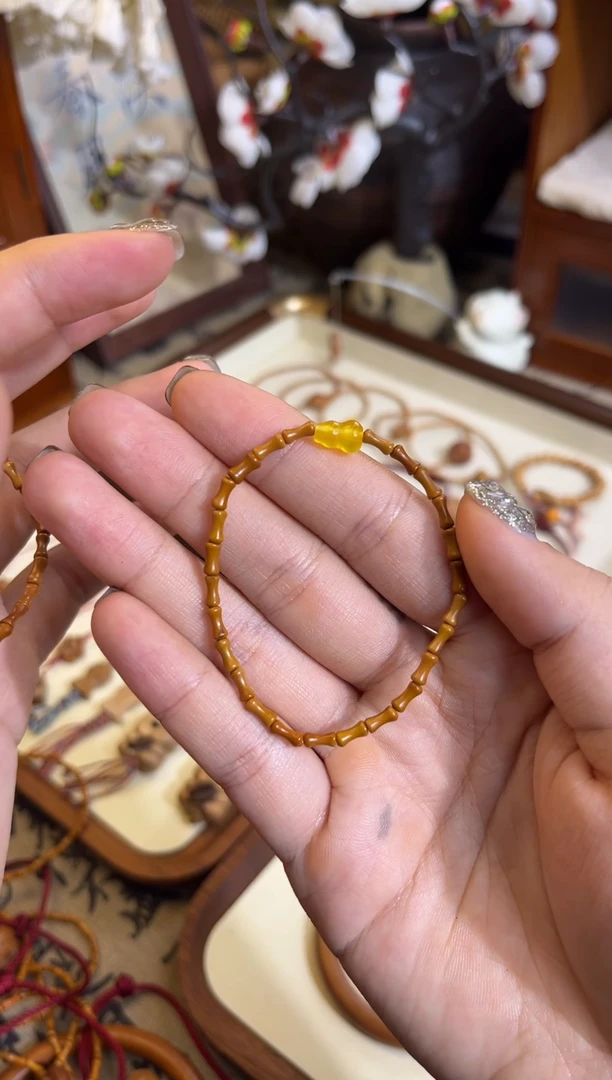 手串桃核【桃缘行】竹节「黄色葫芦」桃木桃核辟、挡、驱、护 备注手围