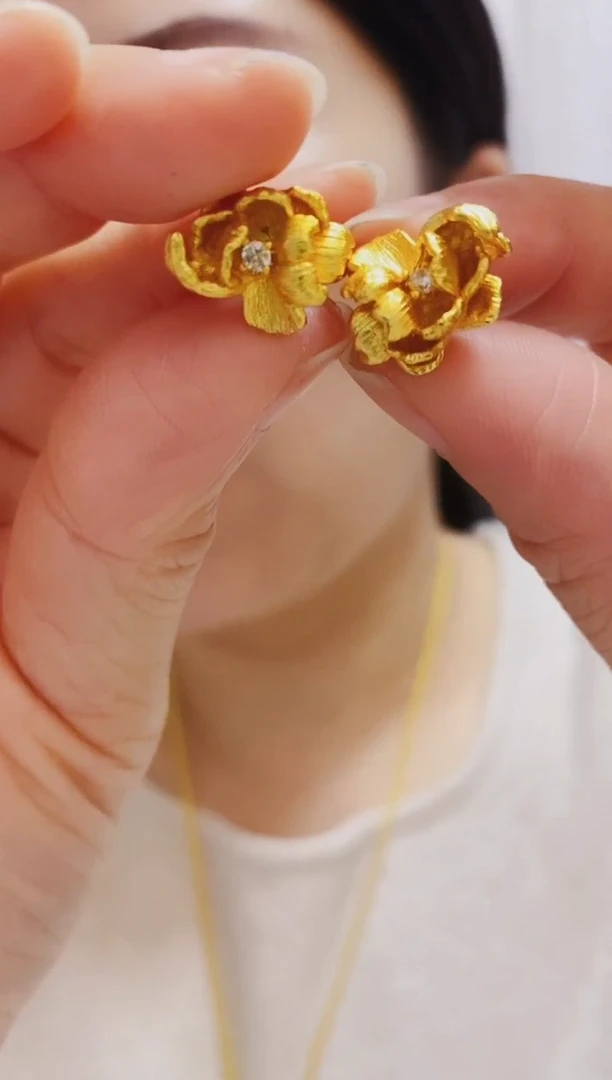 合金无002牡丹耳钉
