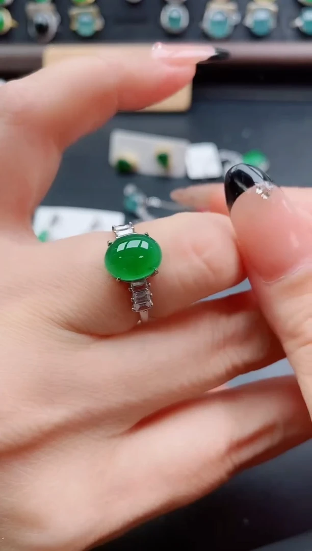 银S925镶嵌戒指翡翠1