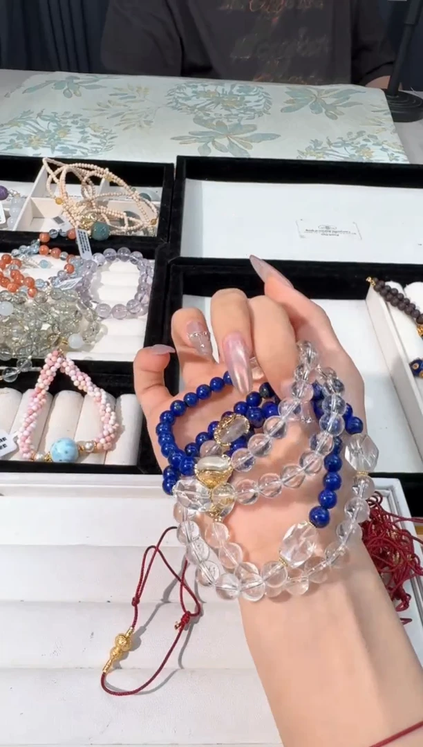 水晶手链未镶嵌K014白水青金设计款