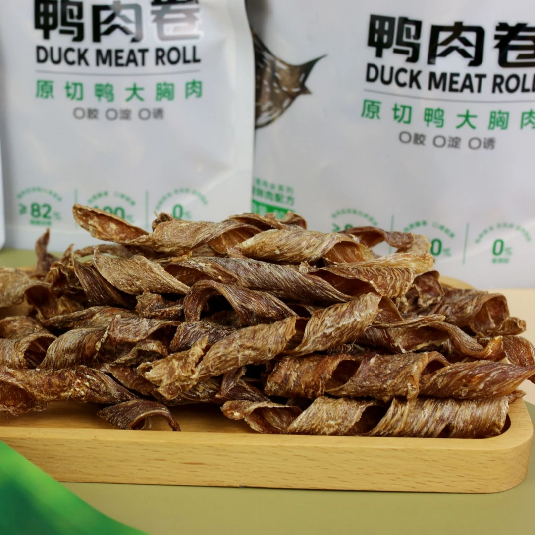 原切鸭肉卷：0添加0胶0淀0诱食剂，螺旋形态香脆有韧性。猫狗最爱