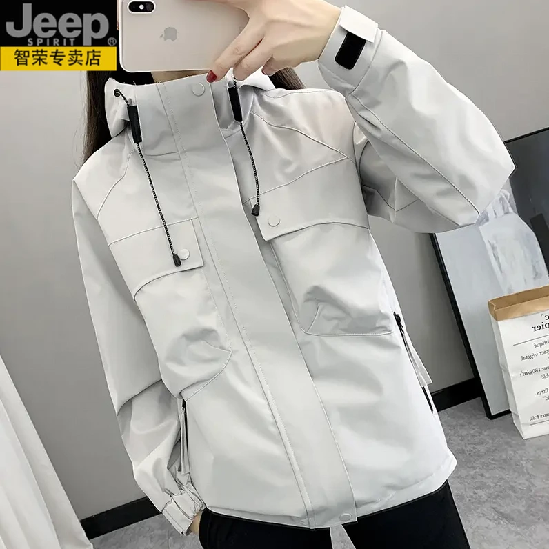JEEPSPIRIT吉普新款主推春秋风衣男女款户外防风防水时尚夹克外套