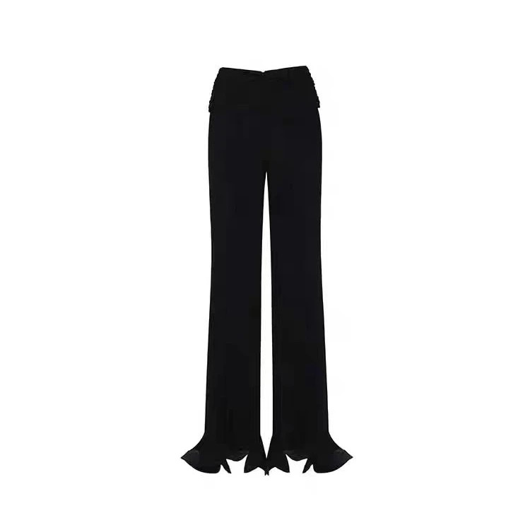 LeFame/拉飞姆2024春宽腰带鱼尾摆喇叭长裤LF24C61SP018