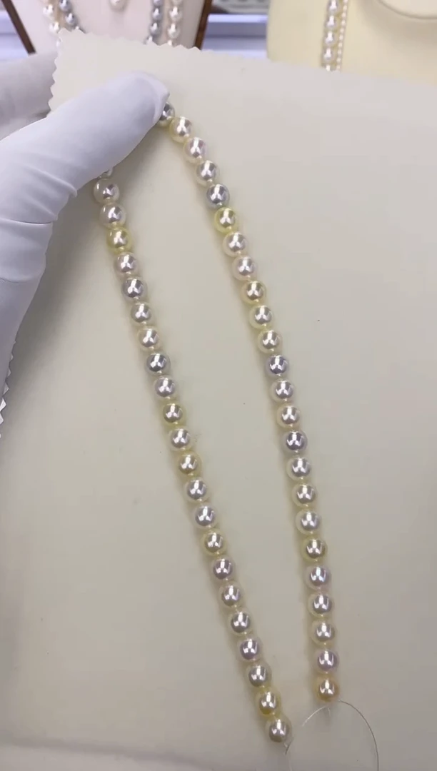 未镶嵌项链海水珍珠秋**枫Akoya 混彩糖果满珠项链 8-8.5MM