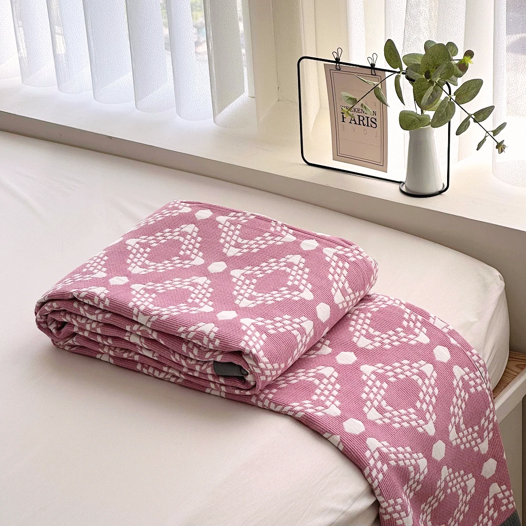 【京かわ会社】 多层纱布盖毯 200*230cm 红粉格调