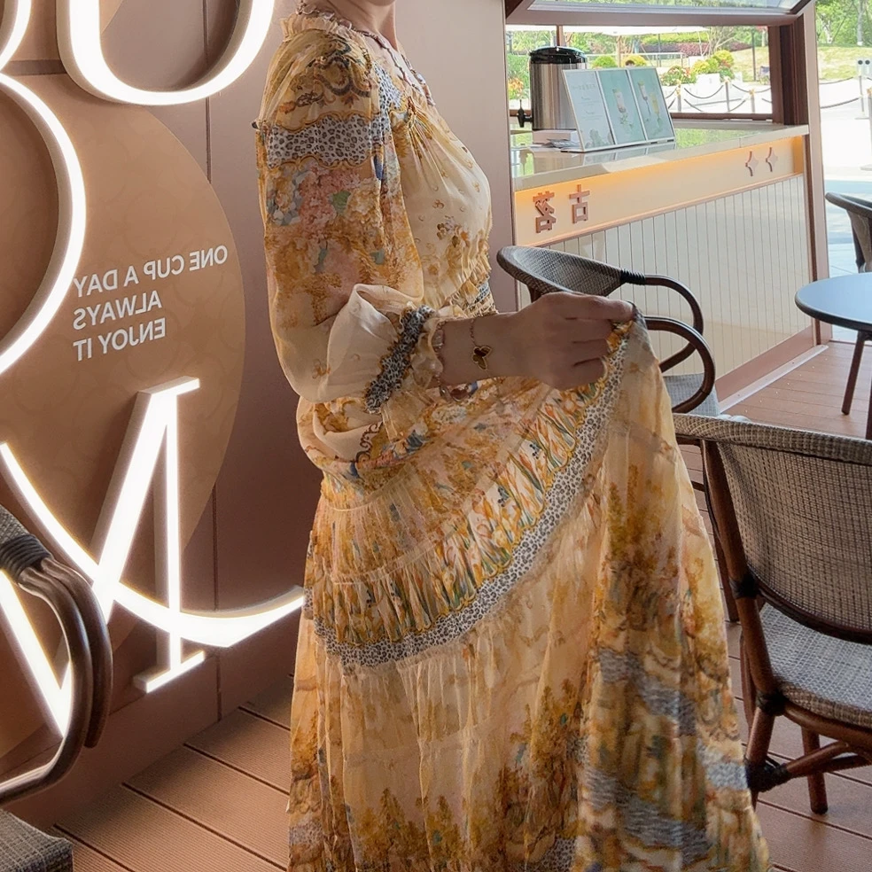 【春日鎏金梦】MY25002-1 浪漫碎花中袖连衣裙气质时尚夏季长款