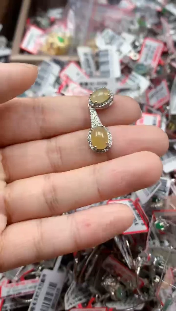 银S925镶嵌戒指翡翠天然A货缅甸翡翠