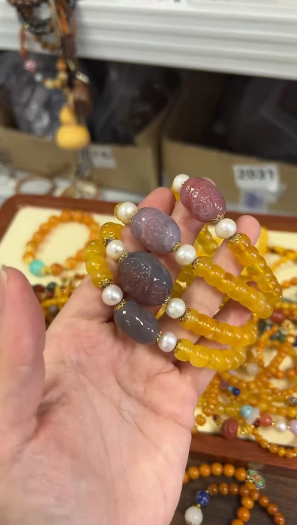 未镶嵌蜜蜡手链金胶蜜蜡盐源多样发其一[0880]