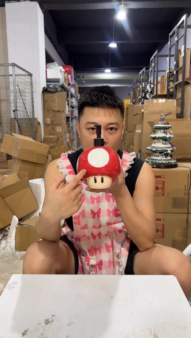 瓷片陶瓷蘑菇按压瓶