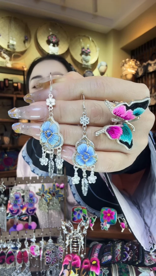 刺绣非遗刺绣民族风耳环