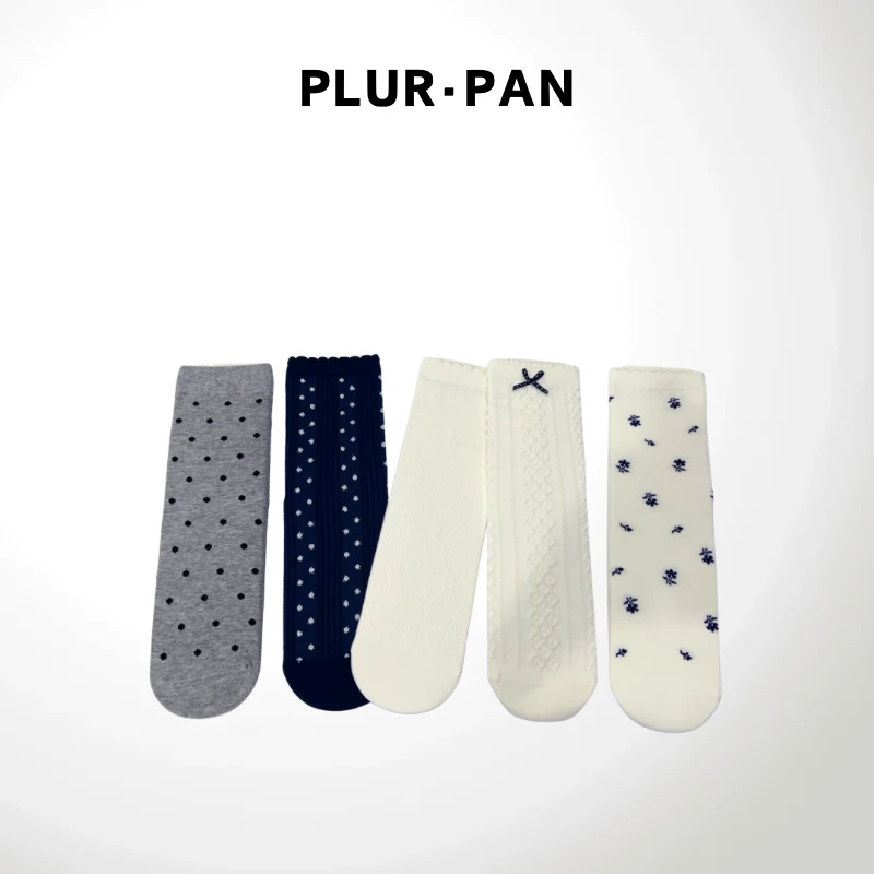PLUR·PAN透气网眼印花中筒袜
