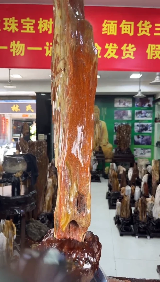 缅甸天然树化玉摆件