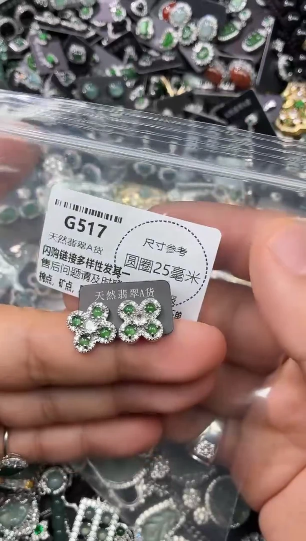 翡翠未镶嵌颈饰G517耳钉