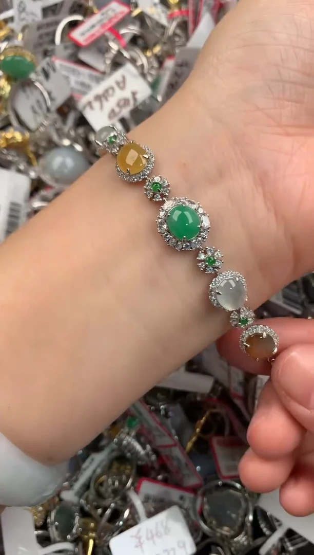 银S925镶嵌戒指翡翠111             7