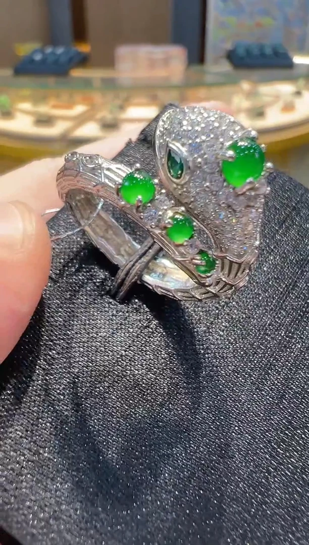 翡翠戒指银S925镶嵌多样性发其一