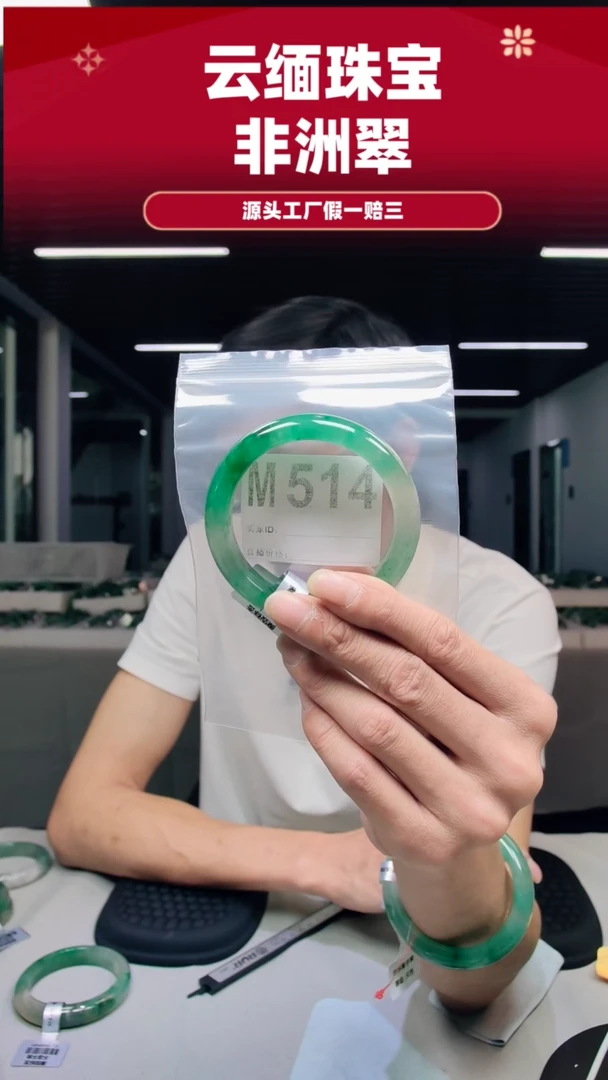 未镶嵌手镯石英质玉（非洲翠）57圈口M514