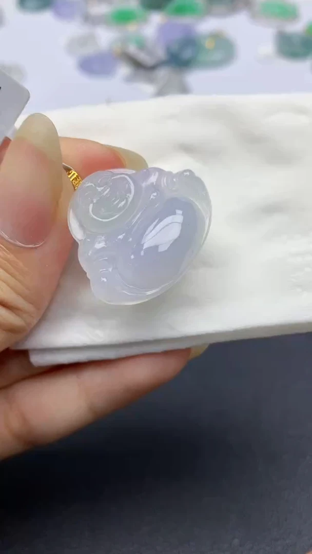 颈饰18K金镶嵌翡翠天然缅甸a货翡翠百元以上9元证书费自理