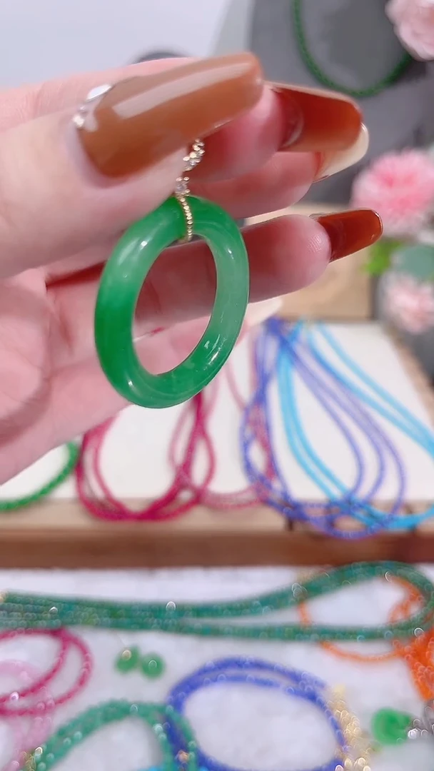 吊坠(不含链)银S925镶嵌翡翠圆环99