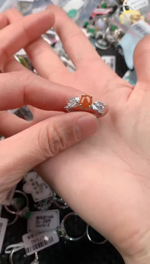 银S925镶嵌戒指翡翠33333  9