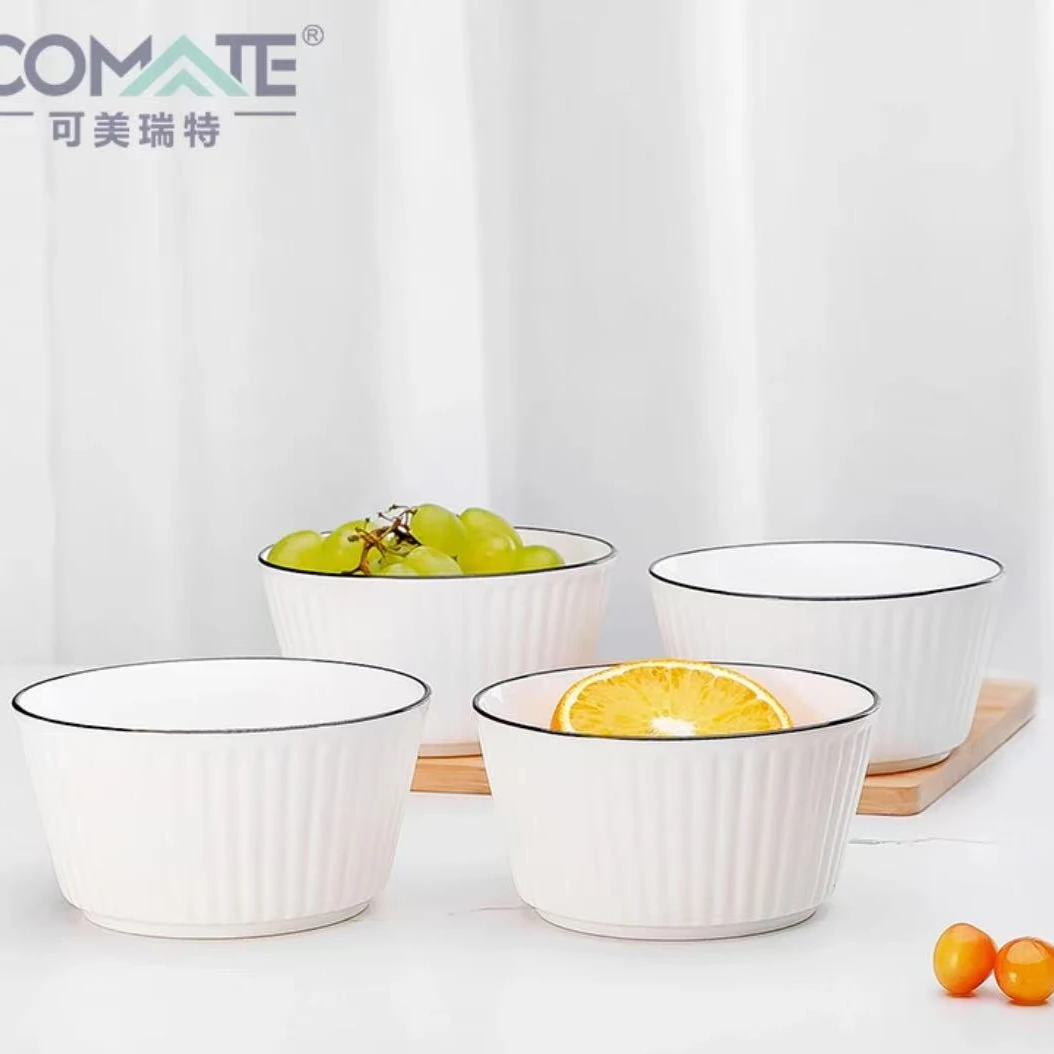 4.5寸竖纹小碗4个装 破损联系客服补发