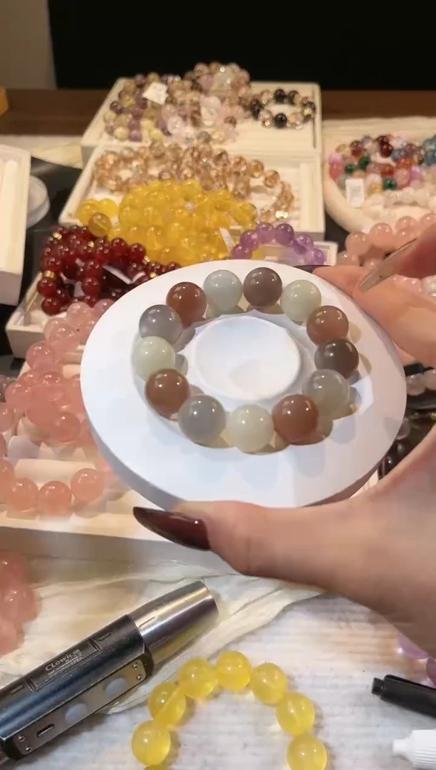 合成欧泊未镶嵌手串多样性发一Q28彩月光15mm+