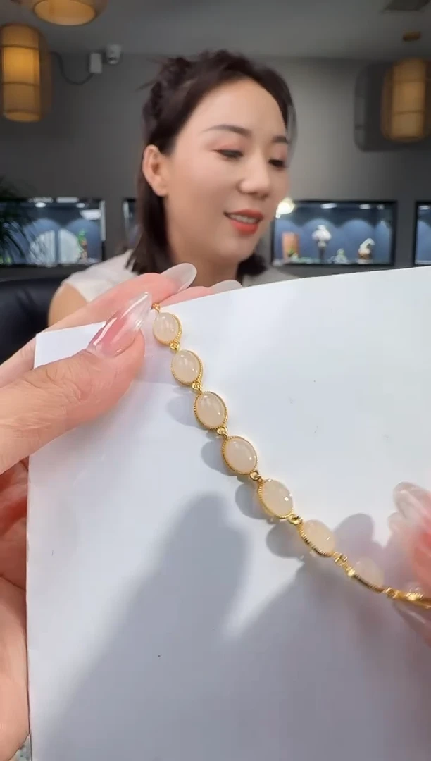 银S925镶嵌手链和田玉1