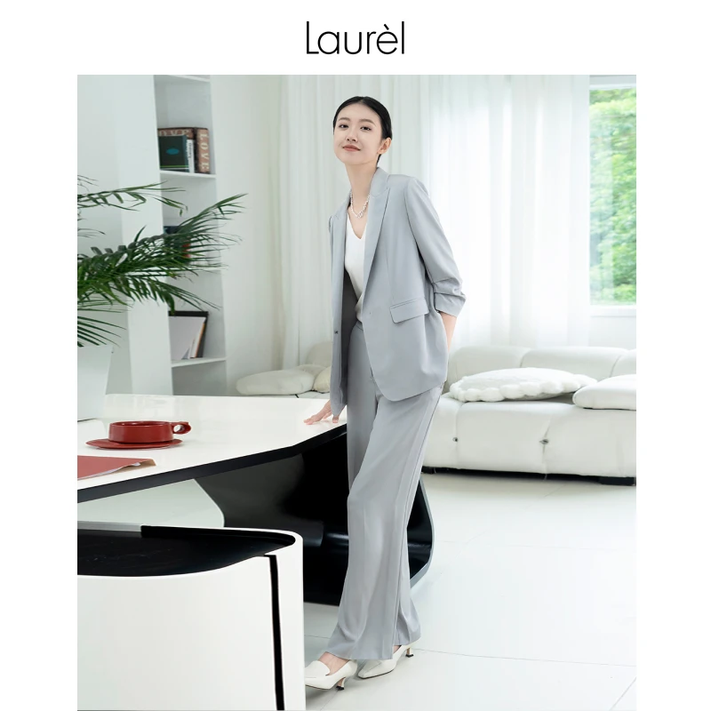 【晨粉专享价】Laurel春夏新款休闲简约西裤女LWD351K01700