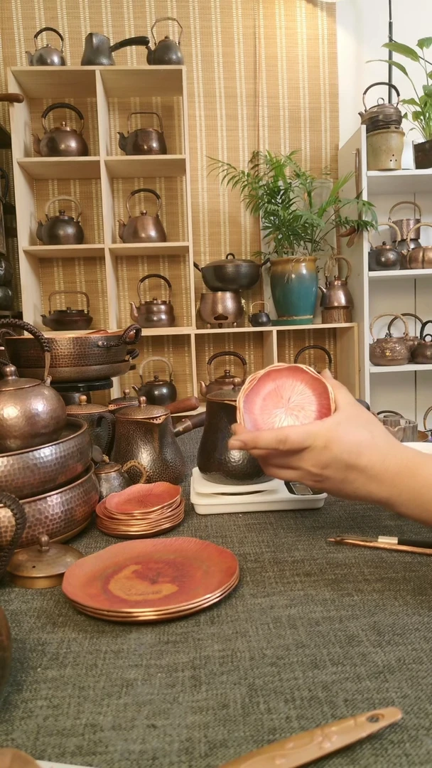 【闪购商品】紫铜9cm加厚杯碟2.0厚6块