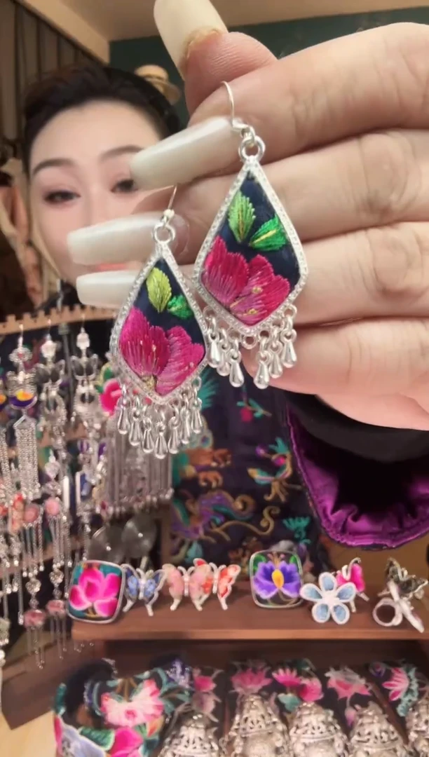 刺绣纯手工民族风刺绣耳环