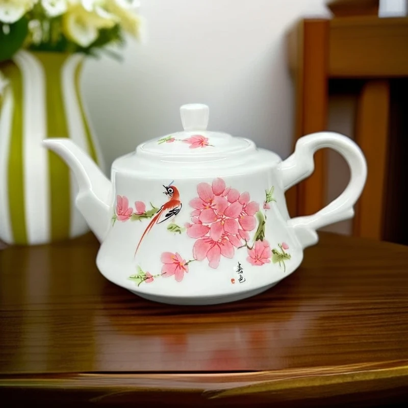 【厂长瓷业】景德镇陶瓷水点桃花茶壶-450ml