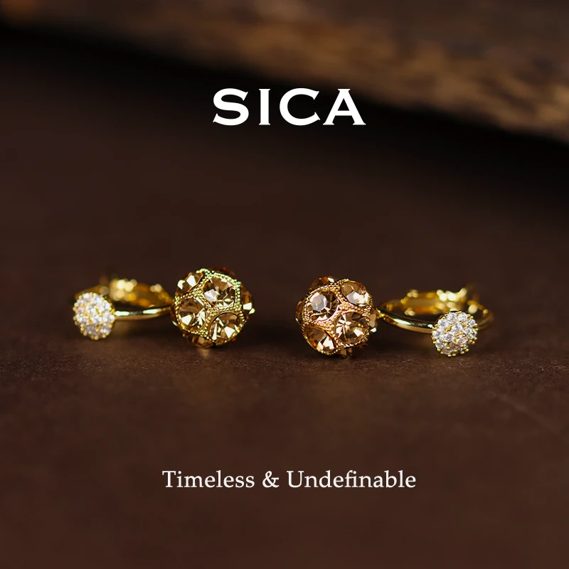 纯铜锆石耳饰 EH303【七窍玲珑】法式经典复古轻奢个性百搭花球耳扣