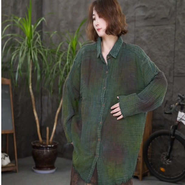 qq纯棉不褪色秋季复古新中式衬衫休闲设计感百搭外套女上衣