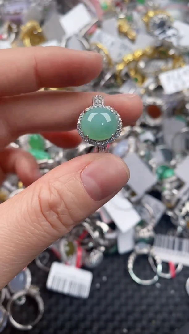 银S925镶嵌戒指翡翠222       8