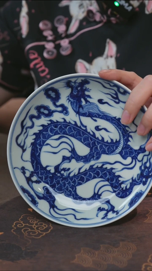 宁封柴窑青花仿元龙纹壶承