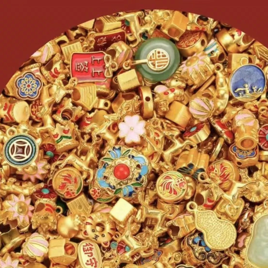 4个滴油亚金高保色摆摊夜市DIY配件配饰吊坠通孔合金手工吊牌