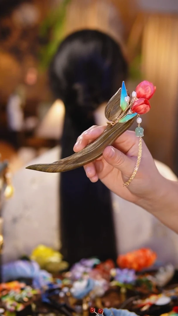 木非遗绒花工艺郁金香