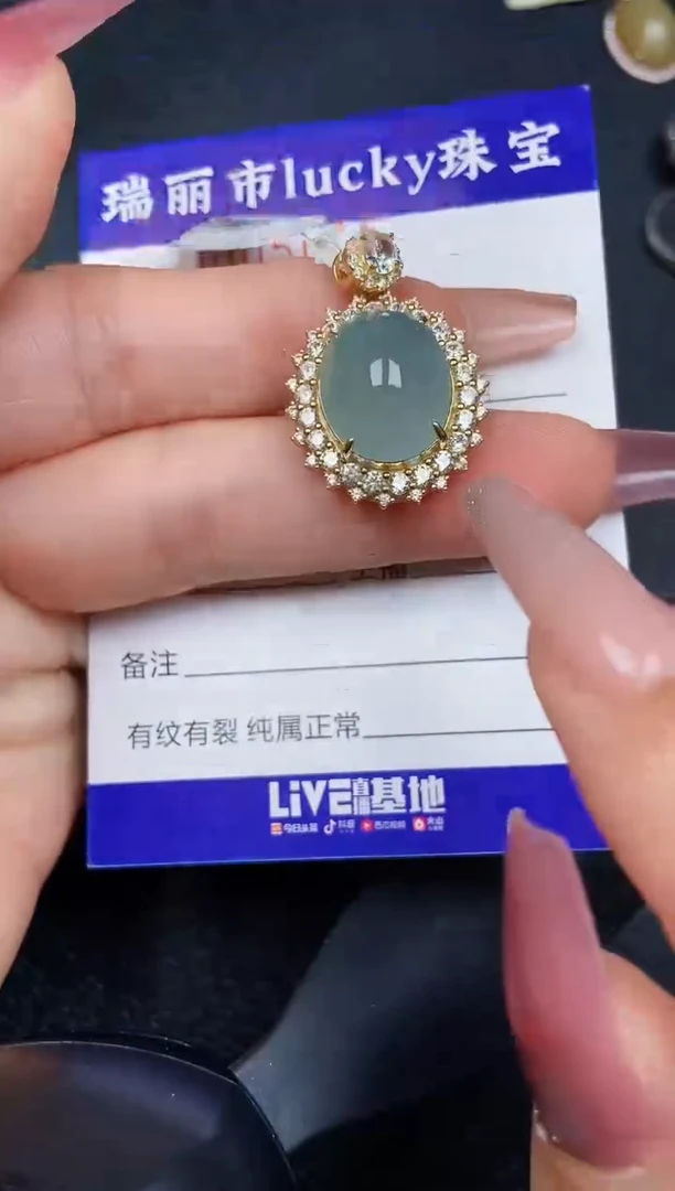 翡翠银S925镶嵌颈饰5015